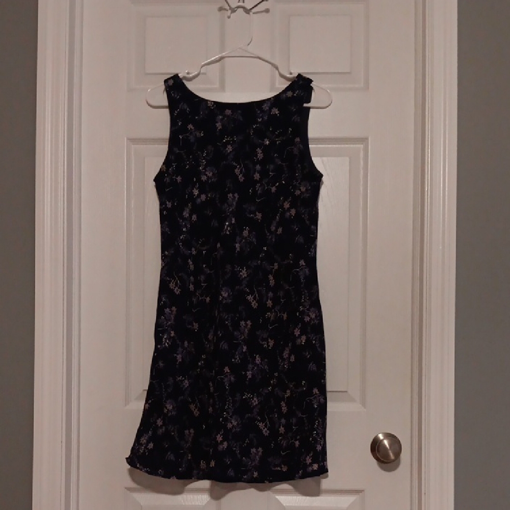 Navy Floral Sleeveless Dress -